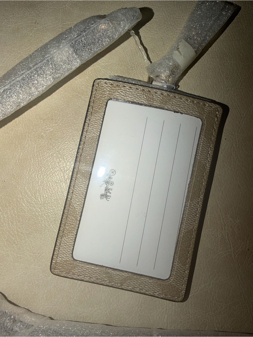 Coach Signature Canvas Light Khaki Cream Card Holder ID Lanyard - Picture 2 of 8